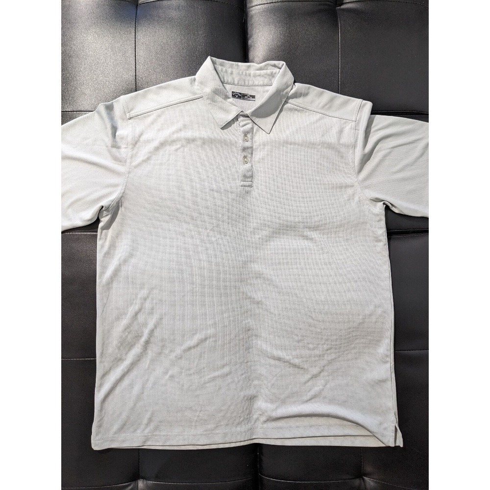 Callaway Golf Polo Shirt Mens 2XL White Gray Opti-Dri Short Sleeve Branded‎